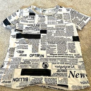 white newspaper shirt